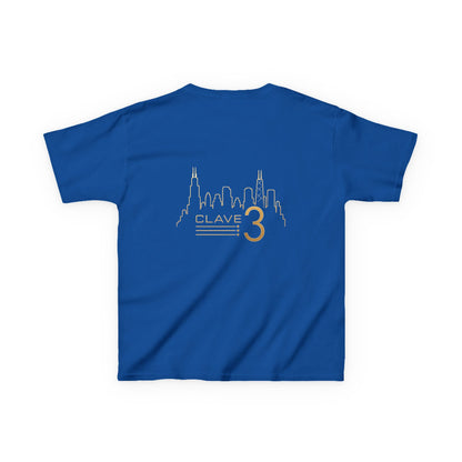 Kids Tee — “Clave 3” Gold Skyline Graphic