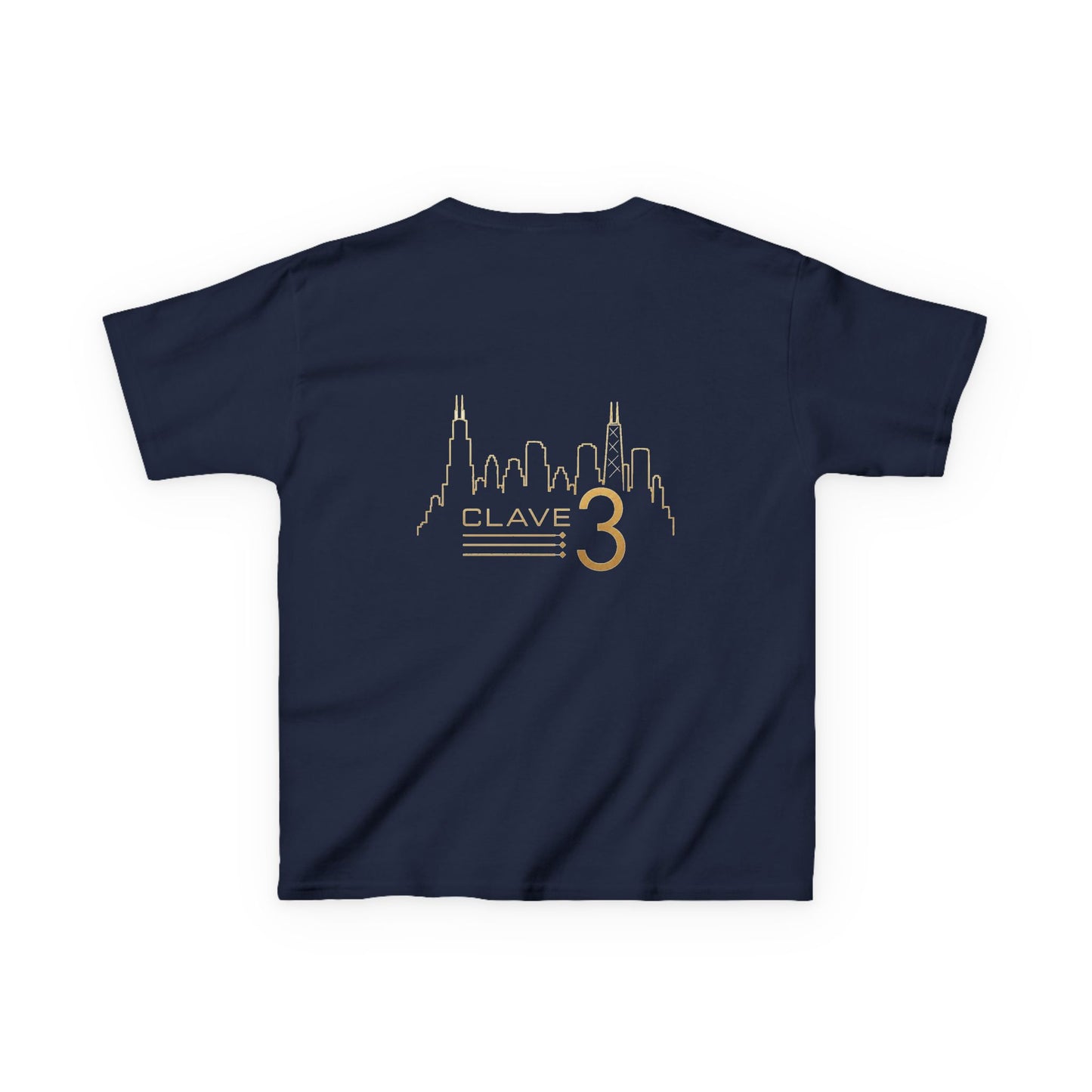 Kids Tee — “Clave 3” Gold Skyline Graphic