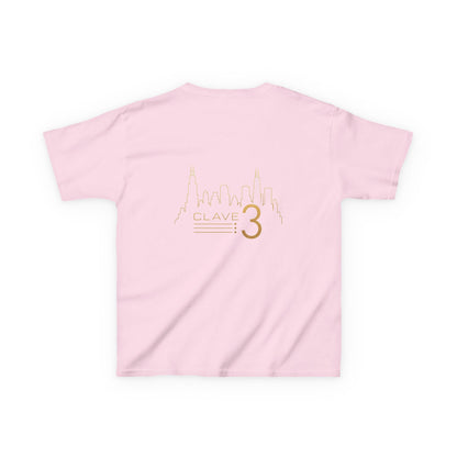 Kids Tee — “Clave 3” Gold Skyline Graphic