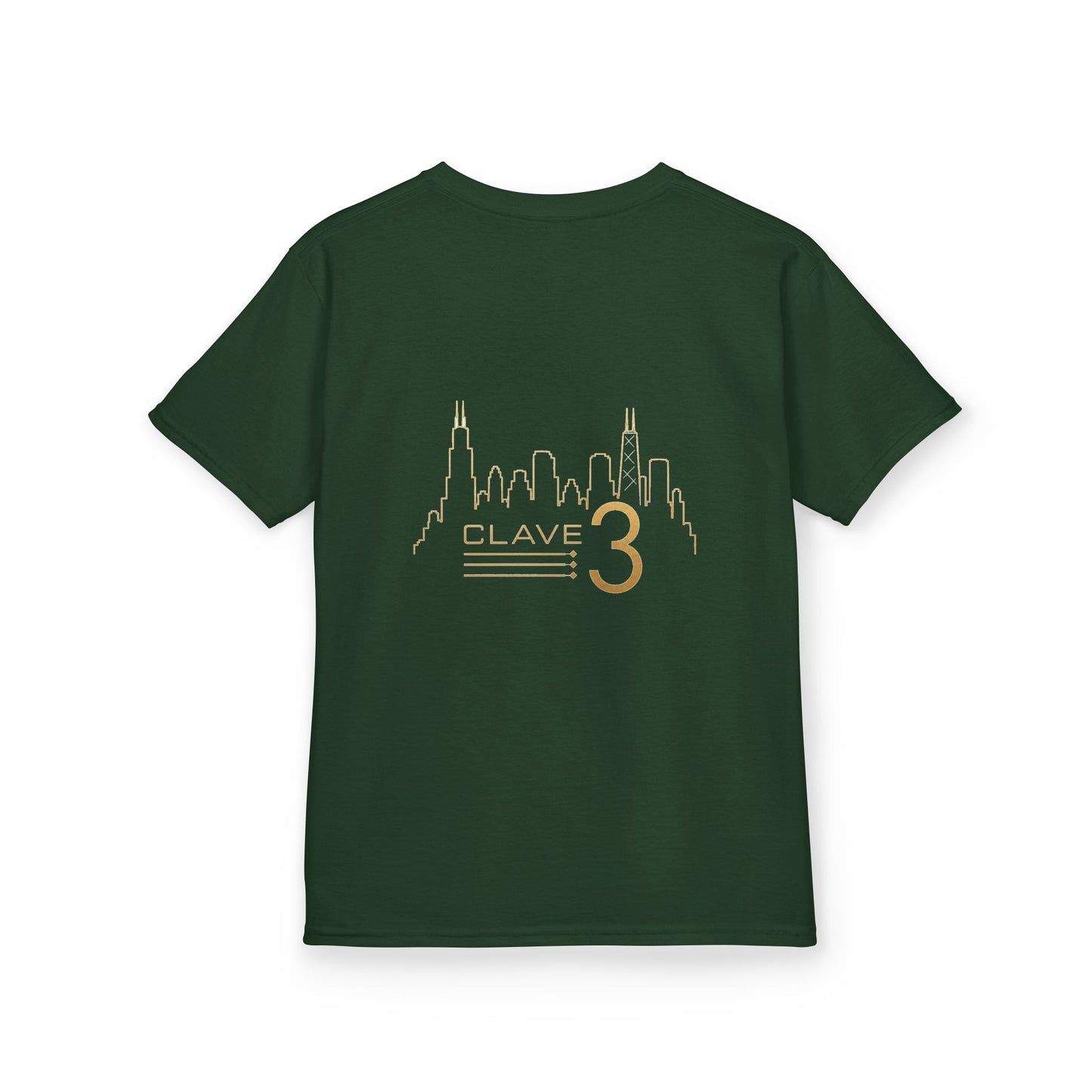 Kids Tee — “Clave 3” Gold Skyline Graphic