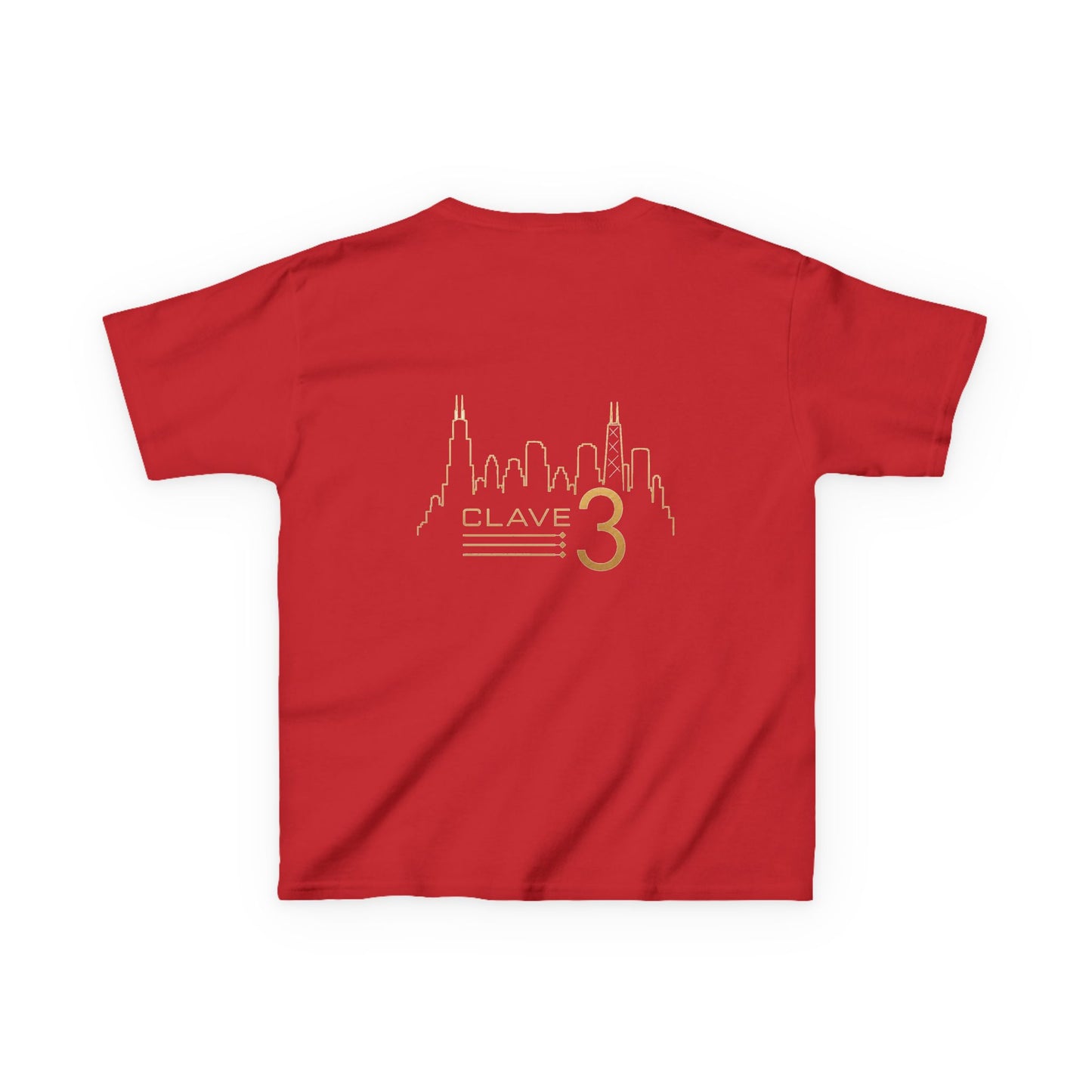 Kids Tee — “Clave 3” Gold Skyline Graphic