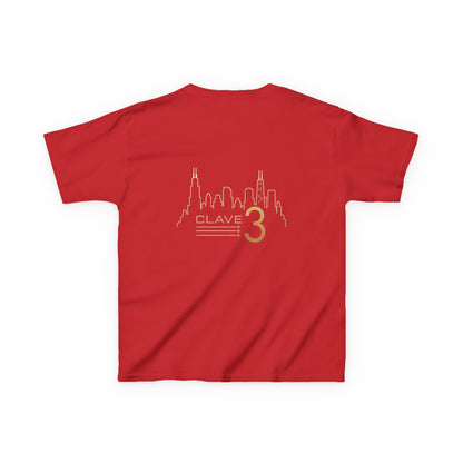Kids Tee — “Clave 3” Gold Skyline Graphic