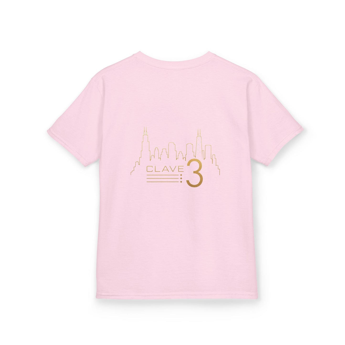 Kids Tee — “Clave 3” Gold Skyline Graphic