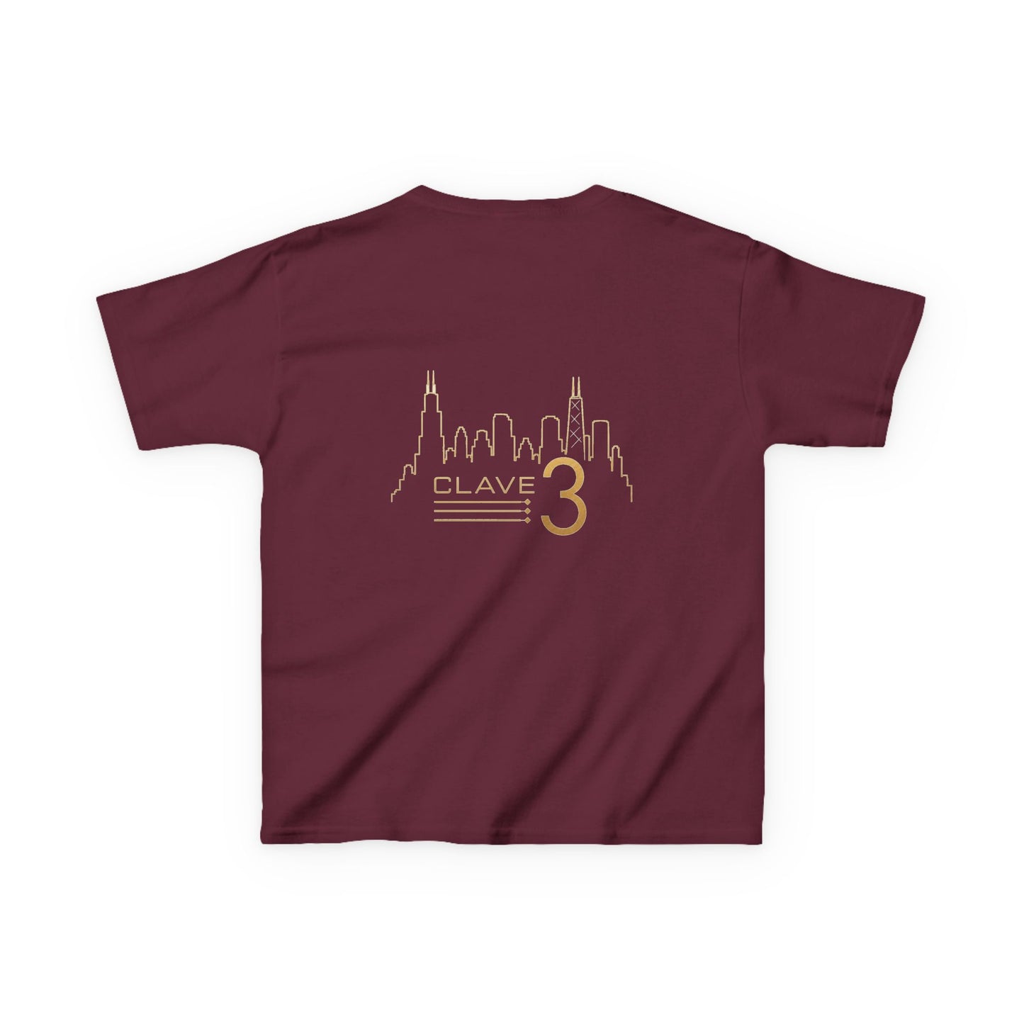 Kids Tee — “Clave 3” Gold Skyline Graphic