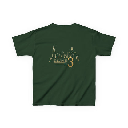 Kids Tee — “Clave 3” Gold Skyline Graphic